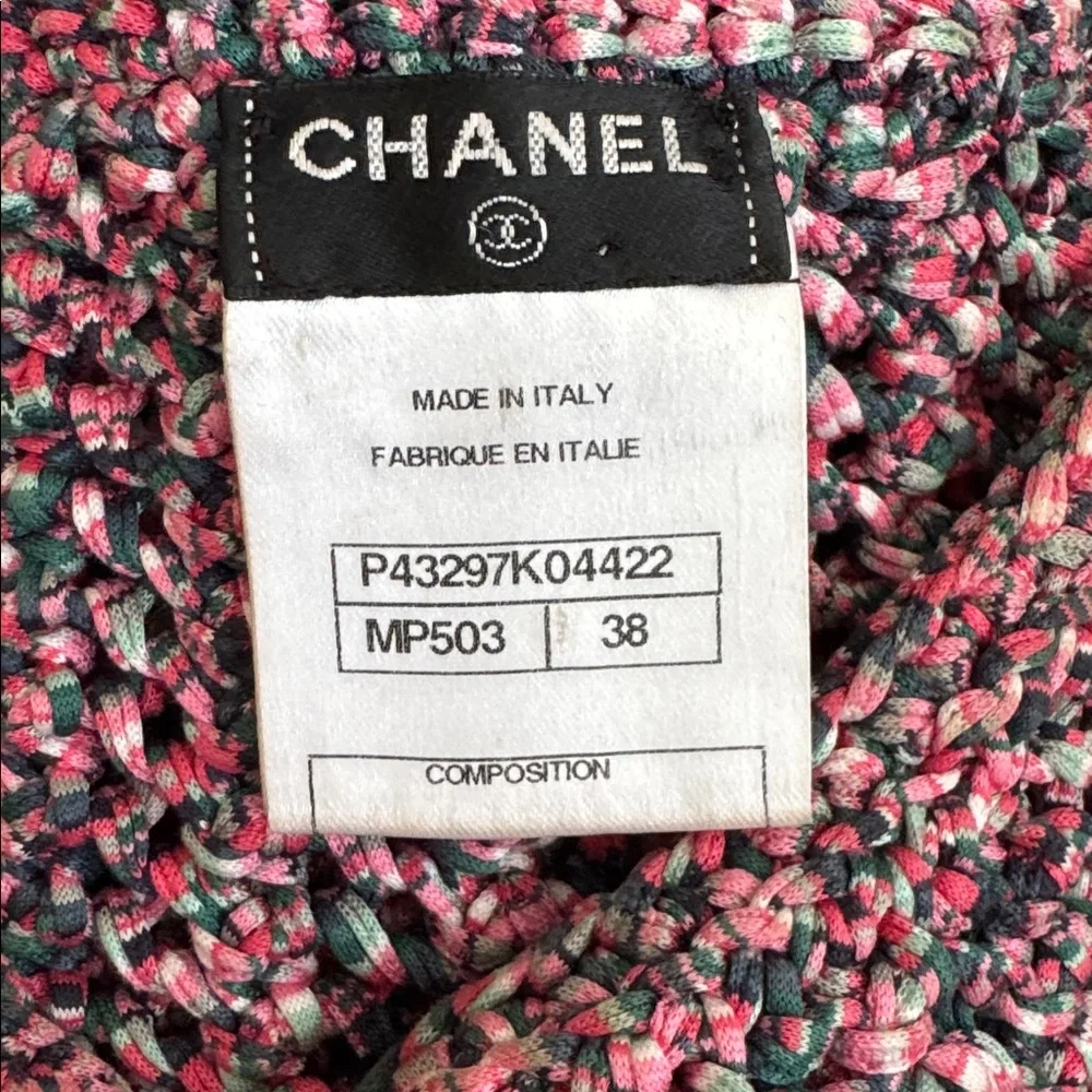 CHANEL Woven Knit Short Sleeve Sweater